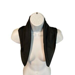 Vintage Square Scarf  Solid Black Checker Lightweight Neck Wrap Bandana 20 x 20